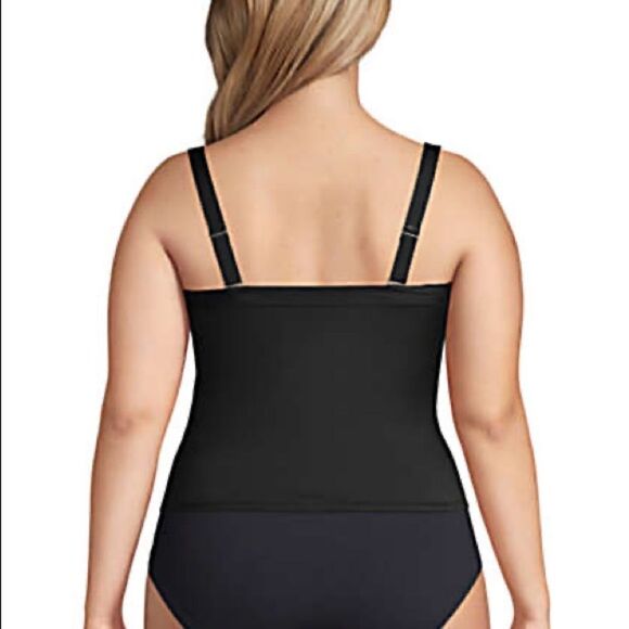 Land’s End Plus Regular size Bandeau tankini top removable straps black Various - Picture 5 of 8